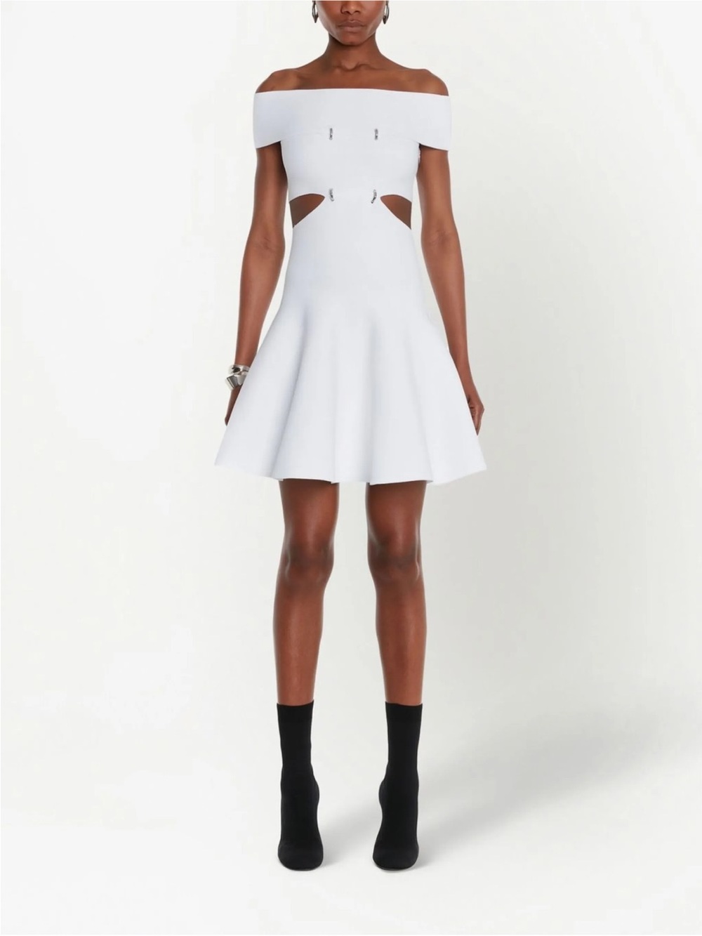 Alexander McQueen White Sculpted Fit-and-Flare Mini Dress - Picture 6 of 7